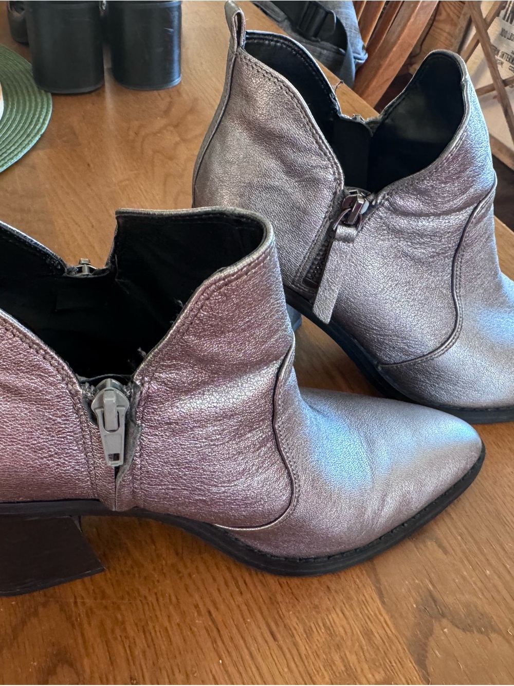 Nine West Metallic silver Block Heel Ankle Boots